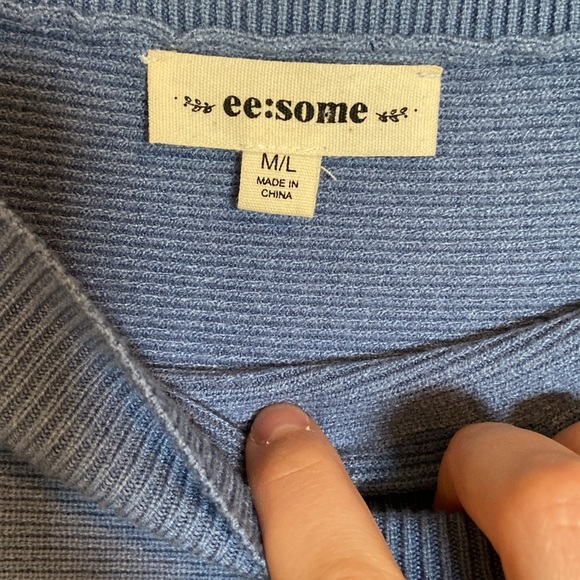 Light blue wide neck sweater - Picture 3 of 4